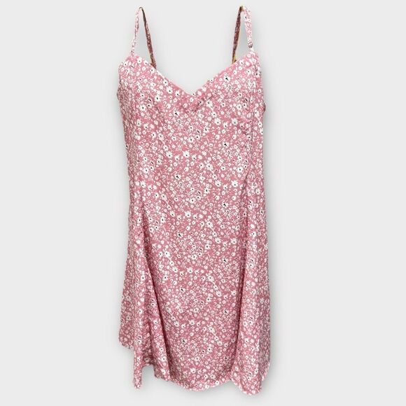 Mod Cloth Pink Ditsy Floral Women's Slip Dress Size L - Picture 1 of 7
